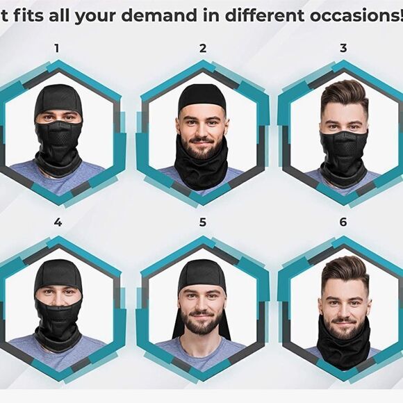 BALACLAVA SKI MASK BLACK HOOD COLD WEATHER WINTER FACE MASK WITH SUN PROTECTION - Picture 6 of 6